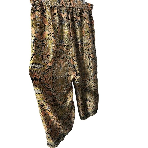 Philosophy Wide-Leg Pants Woman 1X Paisley Print Elastic Waist Cotton Blend BOHO - Picture 2 of 6